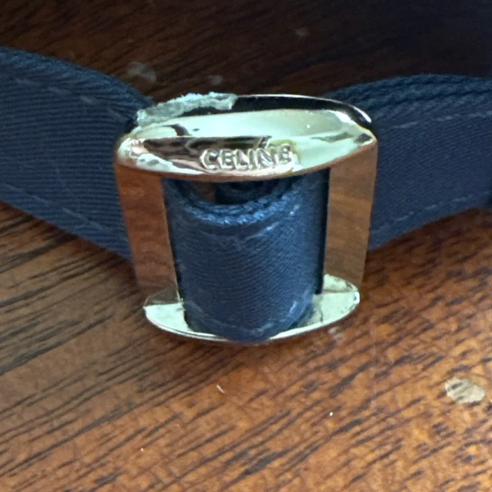 Celine Varsity Navy and Beige Embroidered Logo Baseball Cap - Picture 8 of 10